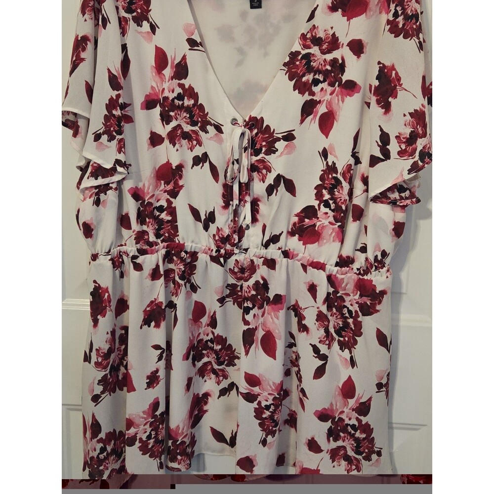 Torrid Floral Lace Up Georgette Blouse - Size 3